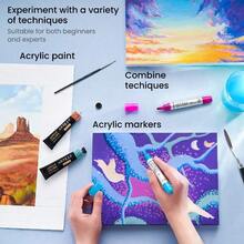 Arteza Acrylic Paper Foldable Canvas Pad 8x11 Inches 20 Sheets DIY Frame Heavyweight Acrylic Paint Paper 220 Lb 360 GSM AcidFree Art Supplies For Painting And Mixed Media Art