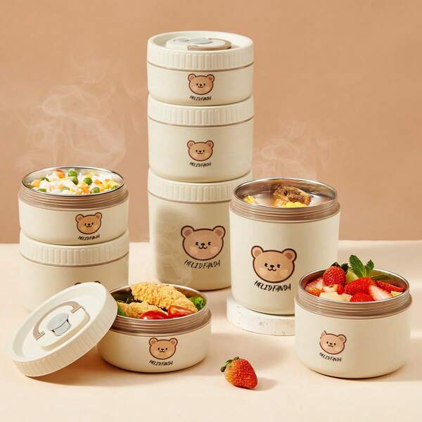 1 pieza Caja térmica aislada de acero inoxidable 304, mantiene la comida caliente, caja bento de doble capa con asa, recipiente hermético portátil para ensalada de frutas, contenedor de almuerzo apto para microondas y refrigerador, calentable con agua caliente, adecuado para estudiantes y adultos en casa, escuela, oficina, dormitorio, fiesta, campamento al aire libre, picnic, viaje, vuelta al colegio