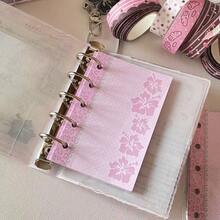 Pink Leopard Print Flower M5 Binder Loose Leaf Notebook Sticker Organizer - Pink - View 5