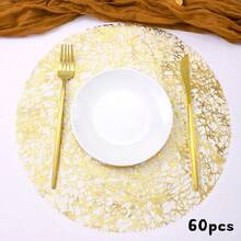 Bộ 15/30/60/120 miếng lót đĩa lưới vàng, dùng một lần, thích hợp cho tiệc sinh nhật, lễ hội, đám cưới, bữa tối, tiệc nướng, ăn uống trong nhà và ngoài trời, cách nhiệt, bảo vệ bàn, trang trí bàn bếp tại nhà - Vàng - Xem 7
