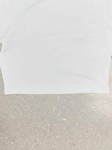 Women's Y2K High-Waisted Cropped T-Shirt, Golden Foil Lettering With Geometric Print, Slim-Fit Short Sleeve Top For Spring And Summer, Breathable Fabric, Glitter Design, Machine Washable, Versatile Layering Piece, Chic Y2K Top With Geometric Patterns, Unique Summer Tops For Women, Vacation Outfits - trắng - Xem 5