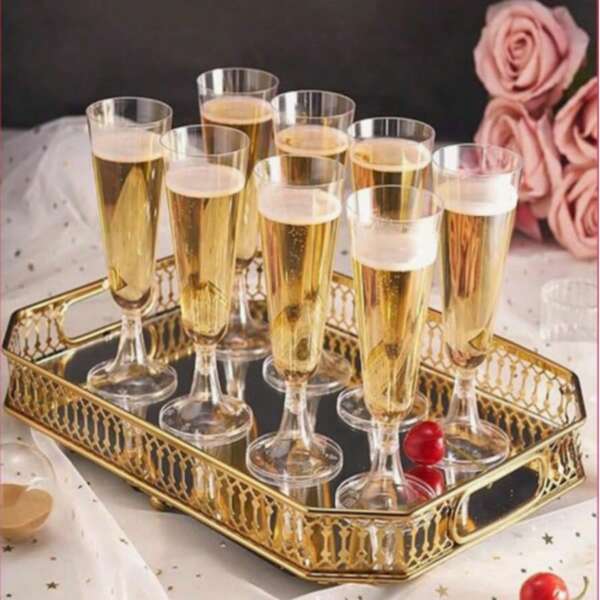 25/10pcs Reusable High-Quality Champagne Flutes, Suitable For New Year, Halloween, Christmas, Parties, Weddings, Birthdays, Valentine's Day And Various Occasions