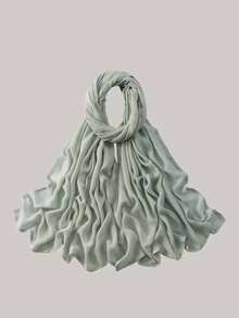 1 pieza Hiyab de viscosa modal sólido, pañuelo ligero y transpirable de moda, con acabado de puntada doble, artesanía refinada, pañuelo para mujer, adecuado para todas las estaciones