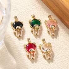 3pcs Cute Copper Rhinestone Bear Pendant, Suitable For DIY Necklace, Bracelet, Earring, Keychain Jewelry Making