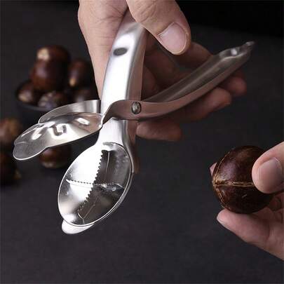 1-2pcs Stainless Steel Nut Cracker, Chestnut Cross-Shaped Opener, Household Locking 304 Stainless Steel Chestnut Shelling Tool, Gift Box