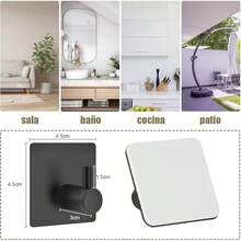 6 piezas de ganchos para baño, material de acero inoxidable 304, almacenamiento adhesivo, accesorios para cocina, baño u oficina (negro) - Negro - Ver 5