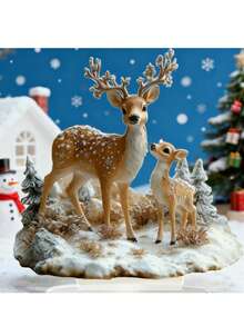 1 Stück Boho-Stil Acryl 2D flache Rentier Statue, Weihnachtsthema Tischdekoration, vielseitige Tierfigur, geeignet für Zuhause, Büro, Buchhandlung - Perfektes Weihnachtsgeschenk