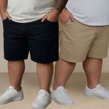 Kit 2 Bermuda Shorts Twill Men's Plus Size 48 Or 58 Extra Large - 黑色-米色 - 查看 1