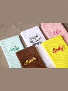 1 Stück, bestickte Socken mit individualisiertem Text oder Design, neutrale Baumwollsocken mit personalisiertem Textlogo, Junggesellenabschiedsgeschenke, Geschenke für Ihn/Sie