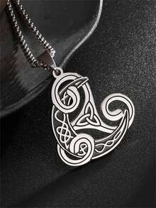 1 Stück Vintage eleganter keltischer Knoten Anhänger, Dreifachknoten Halskette irisches Glücksbringer Edelstahl Schmuckgeschenk