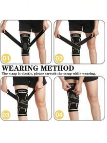 1 pieza Rodillera de cobre con correas, adecuada para mujeres y hombres con dolor de rodilla, manga de compresión para la rodilla para artritis, lesión del LCA, desgarro del menisco, alivio del dolor articular, soporte para la rodilla para el trabajo, correr, levantamiento de pesas - Negro - Ver 8