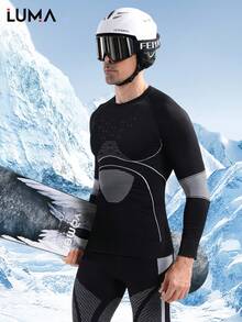 LUMA Herren nahtloser Ski Thermo-Unterwäsche Set für Herbst/Winter, Herren Sport Kompression Basis Schicht feuchtigkeitsableitende Thermo Bekleidung Ski Outfit