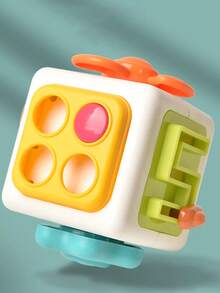 1 件蒙特梭利教育拼图立方体 6 合 1 多功能玩具，早期学习认知发展，灵活手指锻炼，包括孔、风扇、按钮、声音盘、齿轮、轨道、镇静玩具、软橡胶材质、高温消毒 - 彩色 - 查看 9