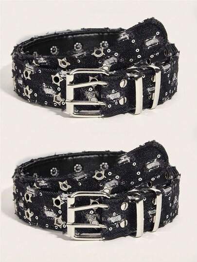 حزامان بطراز بانك ذو نجمتين مزدوج الصدر، إصدار كوري للجينز، حزام بنطلون ديكوري عصري، حزام ذرة للخريف والشتاء، مناسب للمراهقين والشباب والرجال، للارتداء اليومي والكاجوال والرياضي والخارجي والهدايا لعيد الميلاد والتخرج والأب والزوج والصديق