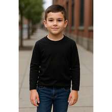 Playera Cuello Redondo Manga Larga Algodon Diferentes Tallas - Negro - Ver 3