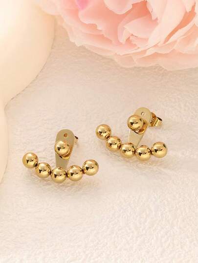 1 Paio di Orecchini a Perno Rotondi in Acciaio Inossidabile Placcato Vintage, Eleganti e Affascinanti per Donne