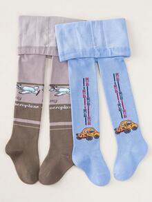 2/4pcs Baby Thick Leggings/Rompers For Autumn/Winter, Soft & Comfortable, Unisex Design Suitable For Boys To Wear Outerwear - Multicolor - View 6