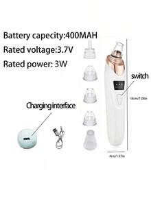 1个女士黑头吸出器，面部毛孔清洁器，5档可调节吸力黑头导出器 - USB充电式成人面部毛孔清洁套装，多功能清洁工具，附带清洁说明 - BT8826吸黑頭 - 查看 7