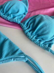Simple Elegant Tie Back Bare Back/Backless Beach Holiday - 藍色 - 查看 3