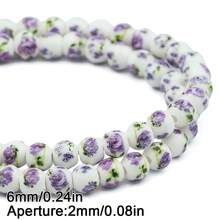 6/8/10mm Floral Patterned Ceramic Beads Mix, Round Loose Spacer Beads For Jewelry Making DIY Bracelets Necklaces