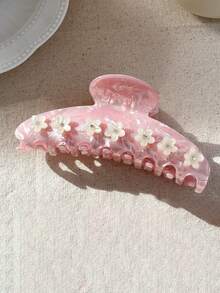 1pc Women's New Sakura Bun Claw Clip, Large Acrylic Rhinestone Hair Claw Hair Clip, Niche Exquisite Hair Accessory Winter Hair Clutch