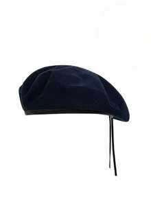 BREITER 1 件男士可调节羊毛贝雷帽军用帽户外防晒休闲帽 - PU皮-藏青色 - 查看 16