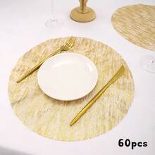 15/30/60/120pcs Net Mesh Gold Foil Disposable Placemats, Suitable For Birthday Party, Holiday, Wedding, Dinner, Barbecue, Indoor&Outdoor Dining, Heat Insulation, Table Protection, Kitchen Table Decor