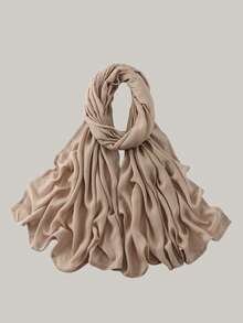 1 pieza Hiyab de viscosa modal sólido, pañuelo ligero y transpirable de moda, con acabado de puntada doble, artesanía refinada, pañuelo para mujer, adecuado para todas las estaciones