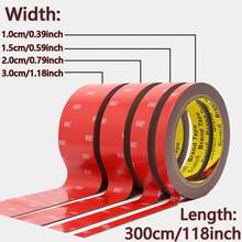 Double Sided Tape, Heavy Duty Mounting Tape Waterproof Foam Tape, 3m Length, 0.59/0.79/1.18inch Width For LED Strip Lights, Home
