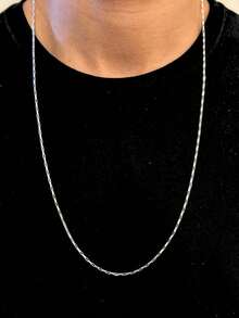 Cratie 70cm Genuine Italian Silver Cord Chain + Velvet Box - 銀色 - 查看 6