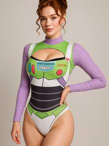 Disfraz de Buzz L1ghtyear T0y St0ry para Mujer Dama Sexy, Conjunto de 2 Piezas Top Con Body de Tirantes para Eventos Halloween Lindo Tierno Festividad Noviembre Día de Muertos Disfraces Cosplay para Fiesta - Blanco - Ver 6