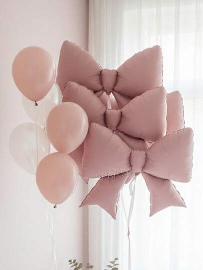 5 Stücke/7 Stücke rosa Geburtstags-Party dekorative Ballons, matte rosa Schleifen-Ballons, 10 Zoll Makaron rosa und perlweiße Latex-Ballons, geeignet für Geburtstag, Baby-Shower, Valentinstag, Galentine's Party