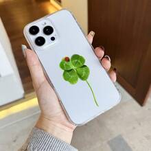 Funda de teléfono transparente y hermosa de alta calidad con cuatro hojas de trébol de la suerte, funda de teléfono creativa personalizada simple y de alta gama, a prueba de golpes y protección contra caídas, duradera y resistente a las manchas, adecuada para todas las series de s, compatible con  17.17 Pro...17 Pro Max...17 Agua. 16.16 Pro...16 Pro Máx.16 más.. 15.15 Pro Max...15 Pro...15 más.. 14.14 Pro...14 más..14 Pro Max... 13.13 Pro...13 Pro Max...12.12 Pro...12 Pro Max...11.11 Pro...11 Pro Máx.XR.X.XS.XS máx.Se.MiNi. Esta caja transparente es el regalo ecológico perfecto para mujeres y niñas, y también el regalo ideal para el Día de San Patricio. - Transparente 899 - Ver 2