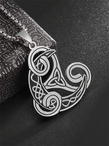 1 Stück Vintage eleganter keltischer Knoten Anhänger, Dreifachknoten Halskette irisches Glücksbringer Edelstahl Schmuckgeschenk