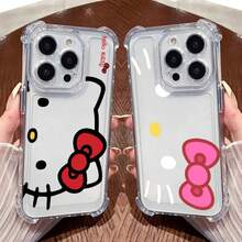 SANRIO Funda Transparente Antigolpes de Silicona para 17 16 14 15 11 12 13 Pro Max Plus, Linda Hello Kitty - SJCLR 04 - Ver 4