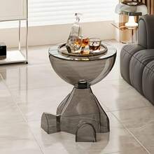 طاولة جانبية شفافة إبداعية من الأكريليك، خزانة سرير، طاولة ليلية منحوتة فريدة، أثاث ديكوري موفر للمساحة لتصميم داخلي حديث - متعدد الألوان - مشاهدة 4