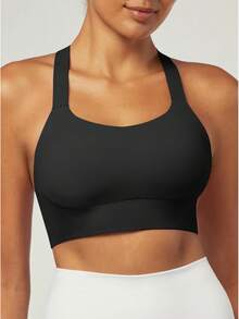 Medium-High Support Sports Bras For Women Molded Cup Adjustable Strappy Sports Bra Supportive Bras For Yogahalloween - màu đen - Xem 3