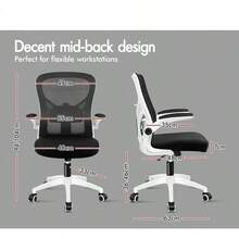 ALFORDSON Ergonomic Office Chair Mesh For Home Office MidBack Student Computer Study Desk Chair With Adjustable FlipUp Arm And Lumbar Port Gaming Racing Task Chair Keldon White Black