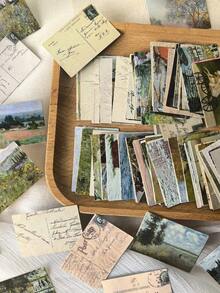 100 张/包复古迷你莫奈信迷你备忘录卡，双面，剪贴簿材料纸，学校用品，明信片，森林动物，昆虫，花卉，蝴蝶，计划器，DIY 背景，文具