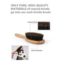 Dog Cat Brush For Shedding, Natural Bamboo Boar Bristles Brush, Pet Grooming Supplies For Short And Long Haired Pets, Gentle Easy Grooming Massage, Japanese-Inspired Design - Default - View 4