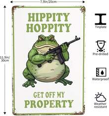 Frog Room Sign Cool Stuff For Your Room Signs For Bedroom Metal Tin Signs No Trespassing Cool Funny Stuff For Boys Weird Stuff Hippity Hoppity Get Of My Property Sign 8 X 12 Inches - 8x12 inch - Xem 3
