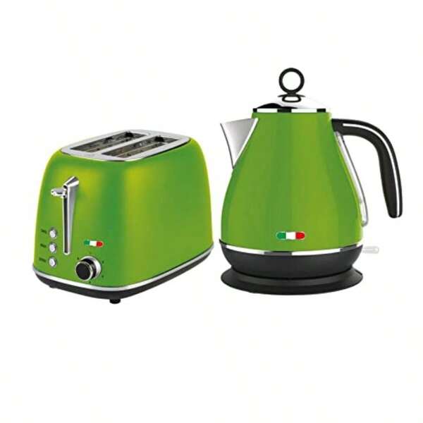 Vintage Electric 2 Slice Toaster And Kettle Combo Stainless Steel Lime Green