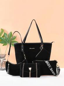 Unique Rhombus Pattern, Durable Material Large Capacity & Stylish Design Combo Bag Set! Shoulder, Crossbody, Handbag & Tote Bag, Fashionable Cross-Border New Favorite, Easy To Look Chic.