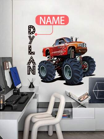 120*30CM, Pegatinas de pared personalizables, Nombre personalizable, [SUV, Sedán] - Pegatinas de pared autoadhesivas de PVC extraíbles para la guardería, la habitación de los niños, la sala de juegos o el aula - Decoración de pared linda y creativa para cualquier espacio