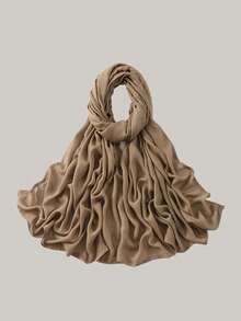 1 pieza Hiyab de viscosa modal sólido, pañuelo ligero y transpirable de moda, con acabado de puntada doble, artesanía refinada, pañuelo para mujer, adecuado para todas las estaciones