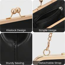 Mini Women's Lock Crossbody Bag PU Small Top Hand Handbags Clasp Crossbody Purses Evening Clutch - Burgundy - View 11