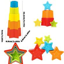 11pcs Stacking Cups Toy, Baby Building Blocks Toy With Numbered Letter Pattern Cartoon Bear, Baby Bath Toy, Children Educational Toy, Christmas Gift [Random Color] - Multicolor - View 17