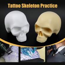 DQFART Modello di teschio in silicone per pratica di tatuaggi, pelle finta per tatuaggi da 3 mm, forniture per tatuaggi, adatto per principianti e artisti del tatuaggio