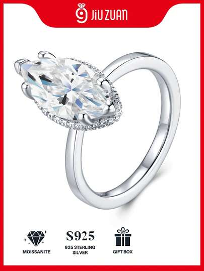 خاتم ماسي موسانيت من الفضة الإسترليني عيار 925، مناسب للحفلات والمناسبات الرسمية والأعياد وعيد الحب والخطوبة والزفاف والذكرى السنوية وعيد الميلاد، للارتداء اليومي