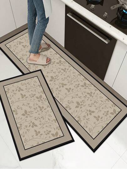 [热卖!!!] 1 件软橡胶厨房垫，3.5 毫米厚厨房地毯，枫叶图案简约时尚厨房吸水垫，可修剪以适应厨房尺寸，表面织物材质，中间海绵层，底部橡胶层，适用于厨房地毯、厨房装饰、婚礼装饰、家居装饰、浴室垫、门垫、洗衣房垫、走廊地毯、客厅垫等。